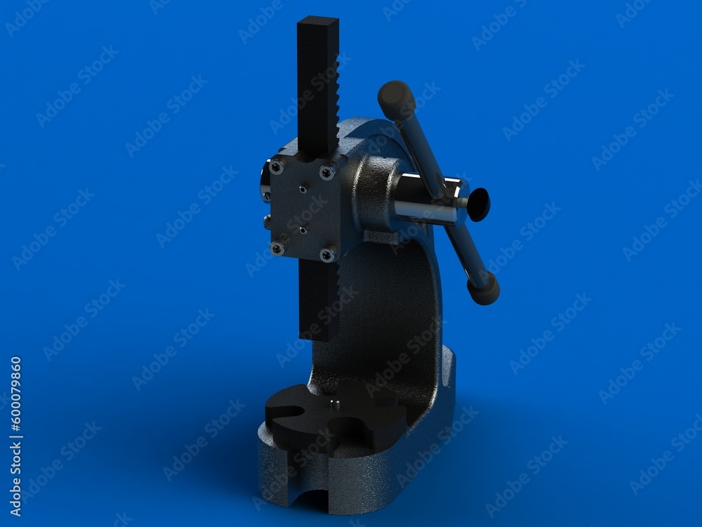 Manual Arbor Press 0.5 Ton Pressure 3D Rendering Manual Arbor Press 0.5 Ton Pressure 3D Rendering