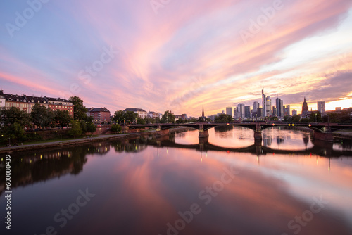 View of the skyline of Frankfurt am Main at dusk  Germany