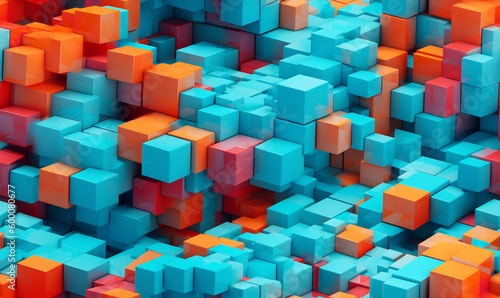 3D block cubes background design Generative AI