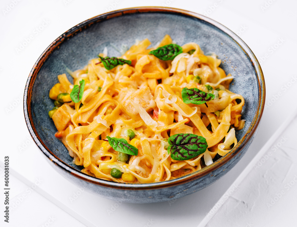 Pasta salad with grilled vegetables peas and corn Pasta salad with grilled vegetables peas and corn