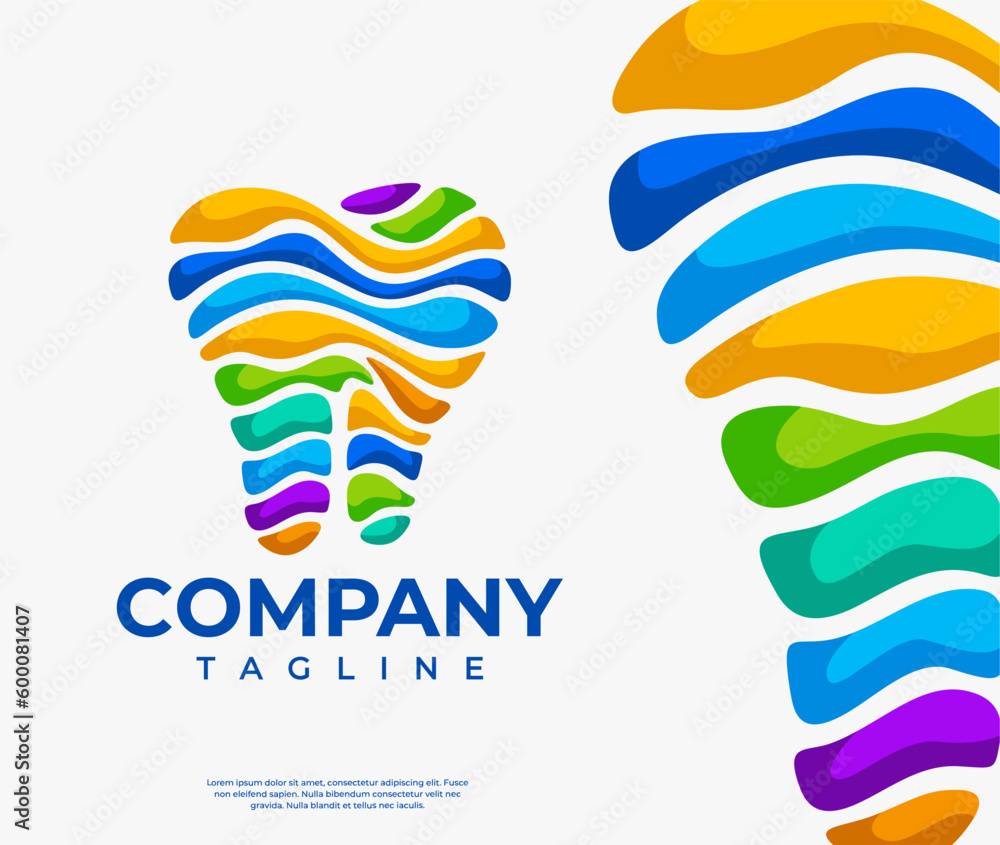 Obraz premium Modern colorful dental tooth logo design