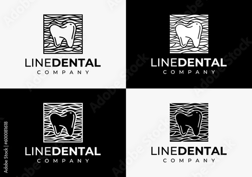 Minimalist dental tooth wave logo design