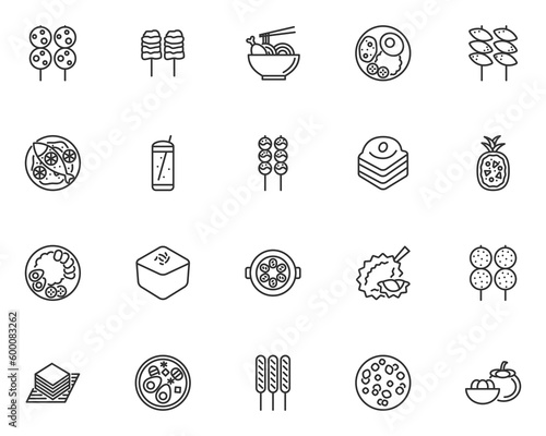 set of thai food icons, thai dessert