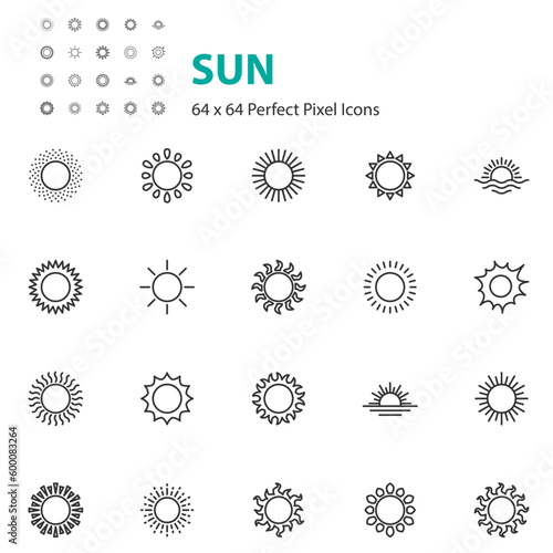 set of sun icons, summer, sunny