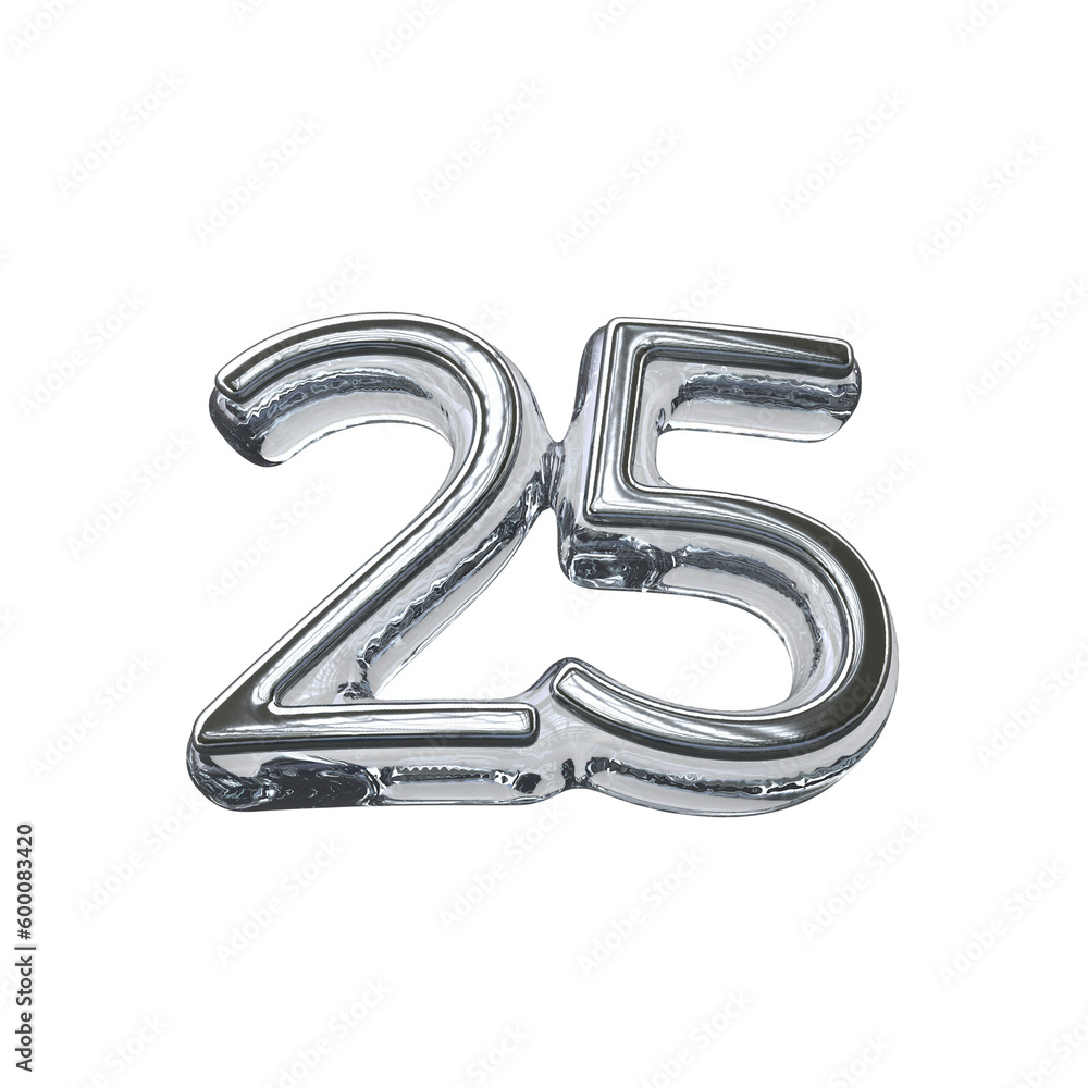 Number 25 3D rendering transparent background Number 25 3D rendering transparent background