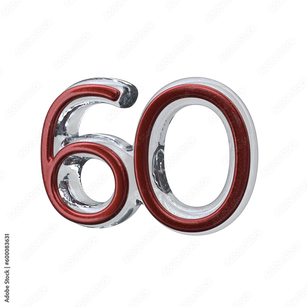 Fototapeta premium Number 60 3D rendering transparent background