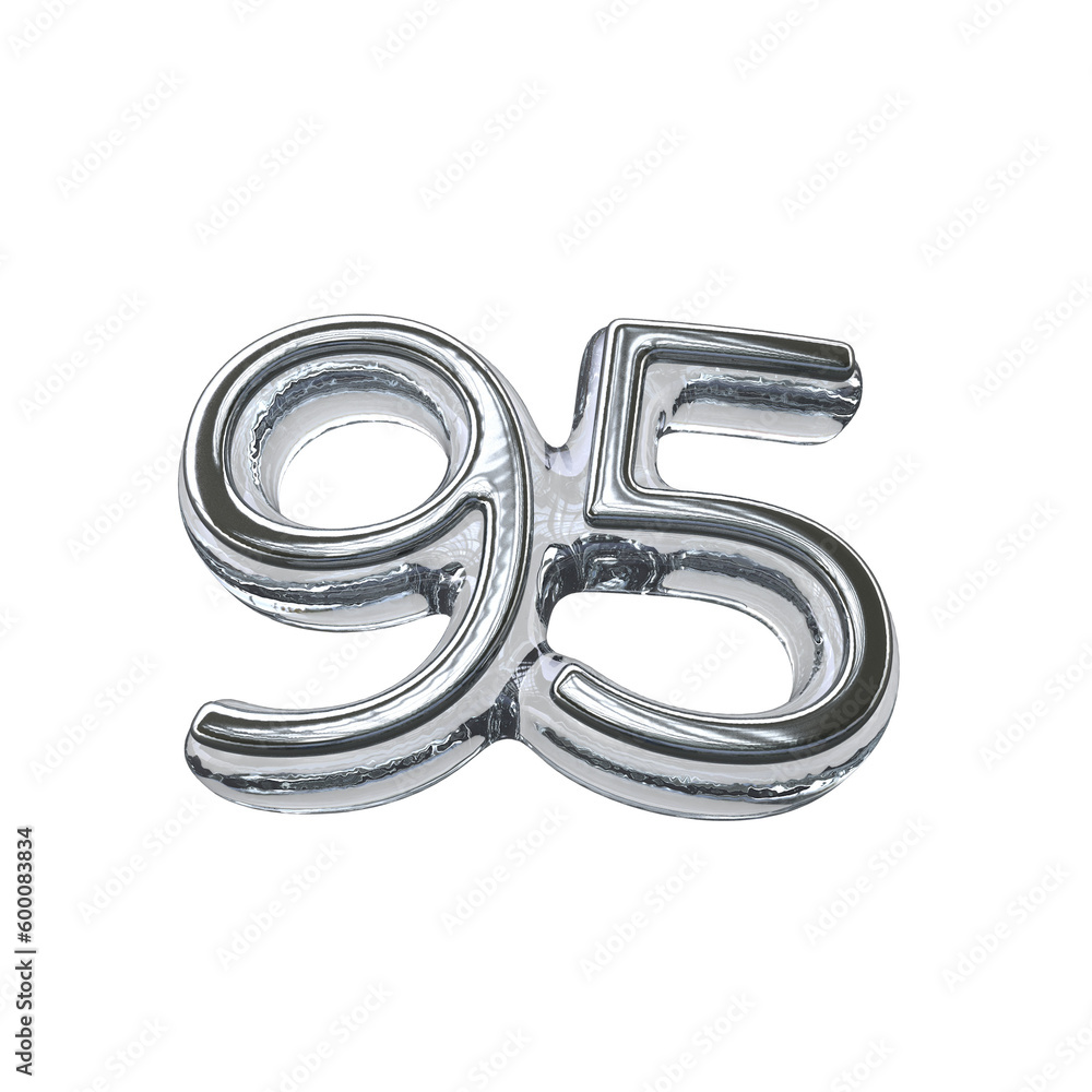 Number 95 3D rendering transparent background Number 95 3D rendering transparent background