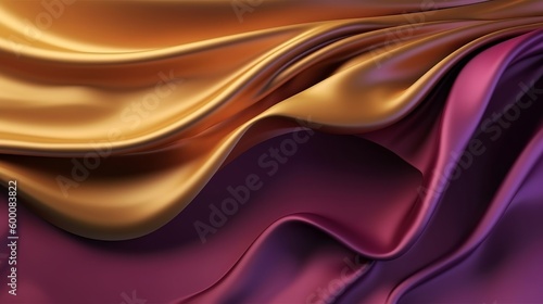 Hypothetical Establishment with Wave Shinning Gold and Purple Point Silk Surface. AI Generated