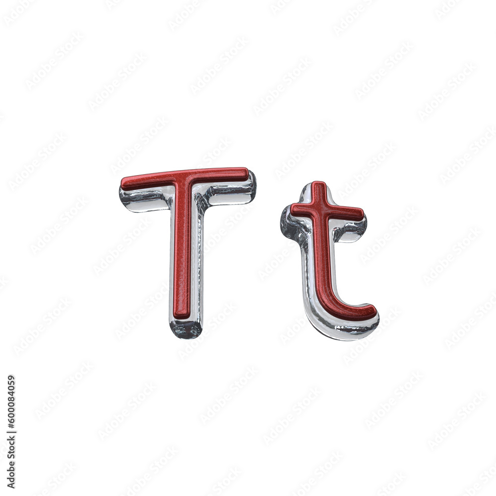 Letter T 3D rendering transparent background Letter T 3D rendering transparent background