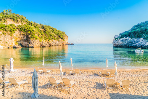 Paleokastritsa beach on Korfu, Greece photo