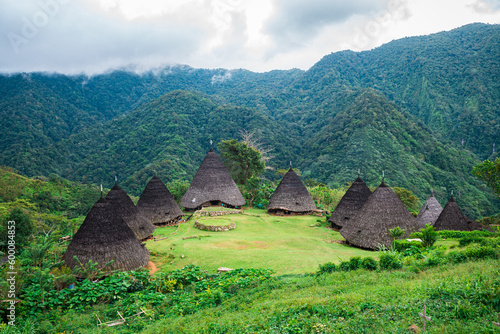 Obraz na płótnie panoramic view of wae rebo village, indonesia w salonie
