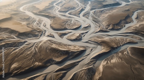 airborne picture of an icelandic stream. AI Generated photo