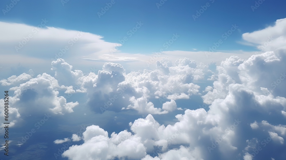 Blue sky with specific clouds. See over the clouds.summer blue sky cloud slant light white establishment. AI Generated Blue sky with specific clouds. See over the clouds.summer blue sky cloud slant light white establishment. AI Generated