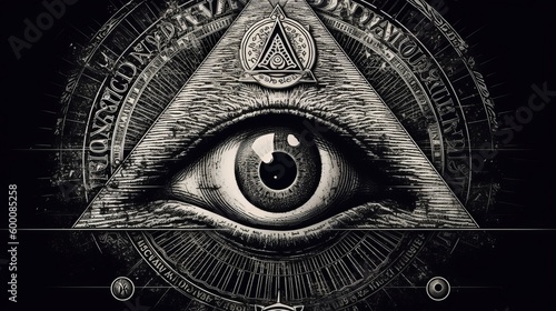 photo Sign Illuminati. freemasonry. The masonic square. AI Generated photo