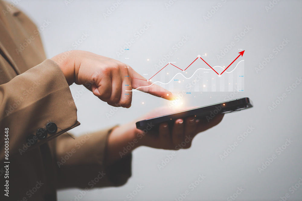 Data analytics report business strategy, management tools, Stock market indicator or forex trading graph and financial investment.