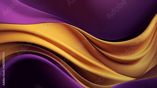 Theoretical Establishment with Wave Shinning Gold and Purple Point Silk Surface. AI Generated