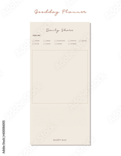Daily memo sticker planner. Minimalist planner template set. Vector illustration.
