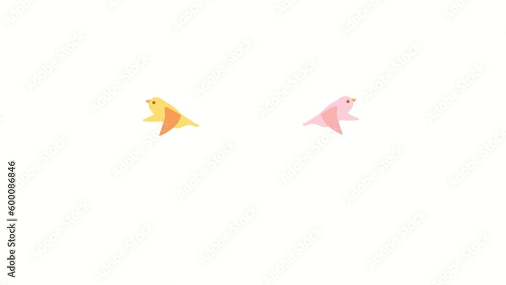 羽ばたく2匹の鳥と虹 (途中で虹がかかります) 羽ばたく2匹の鳥と虹 (途中で虹がかかります)