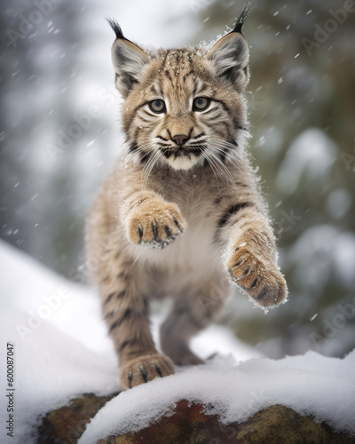 baby Lynx snow Generative AI