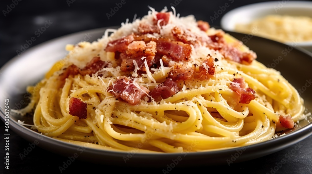 Spaghetti alla carbonara A pasta dish made with spaghetti, eggs