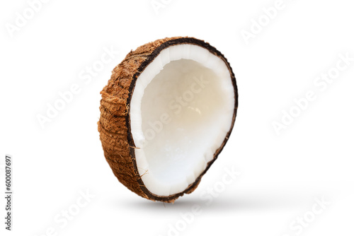 Half coconut isolated on the white background - Clipping path