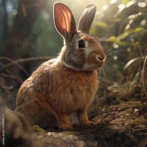 Rabbit in natural habitat (generative AI) © HandmadePictures