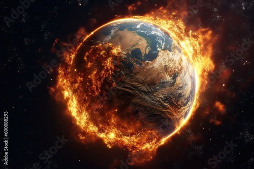 Burning earth or globe  for environmental protection and climate change concepts  digital illustration.