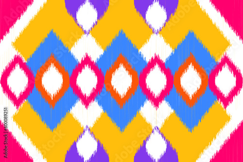 Ikat Geometric triangle ethnic seamless pattern. Native American, Mexican, African, Indian, Moroccan style. Design for textile, clothing, fabric, wallpaper, home decor, texture, backdrop, background. 