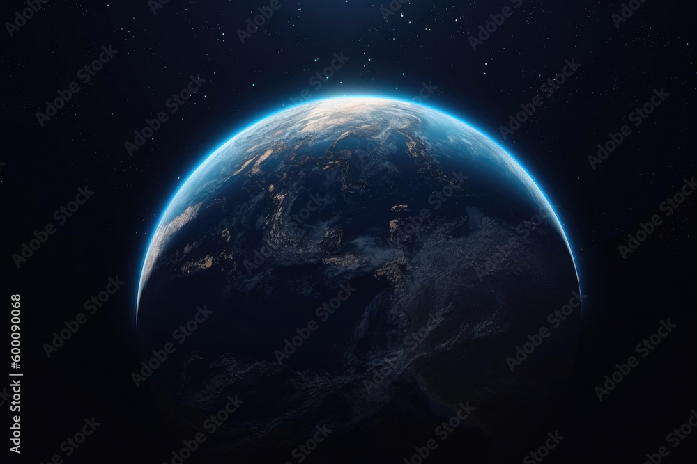 View of the earth from space, dark background. Generative AI View of the earth from space, dark background. Generative AI