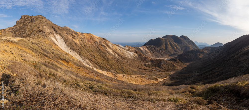 久住山登山道から硫黄山･三俣山パノラマ