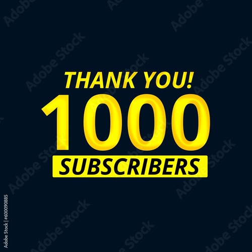 Golden 1000 subscribers thank you banner design. 1k subscribers celebration.
