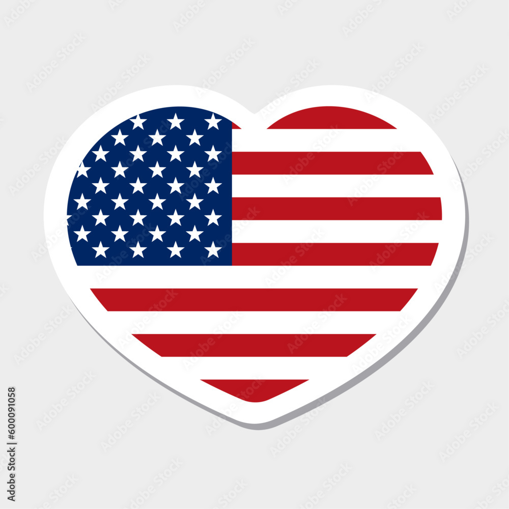 Flag of USA icon. Vector heart sticker. Best for mobile apps, UI and web design. Flag of USA icon. Vector heart sticker. Best for mobile apps, UI and web design.