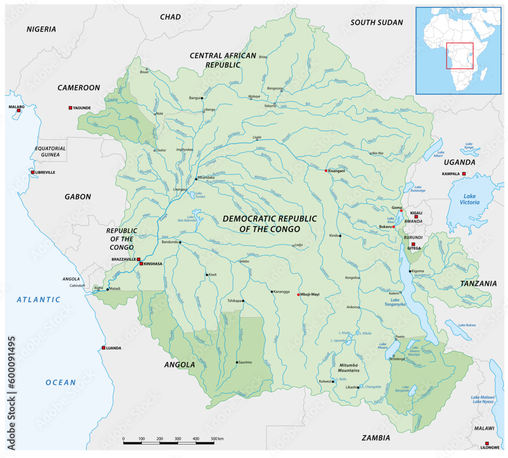 vector map of the congo river basin