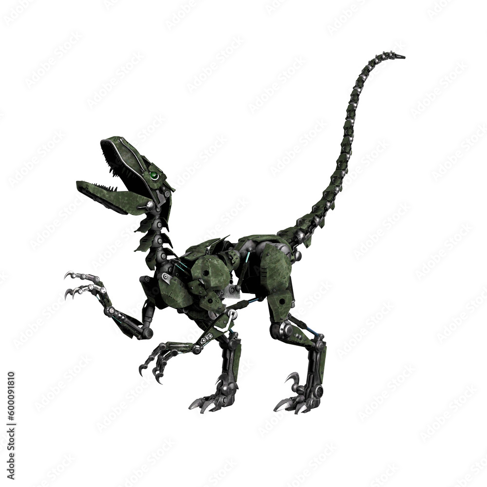 Fototapeta premium 3d render of a dinosaur mecha velociraptor