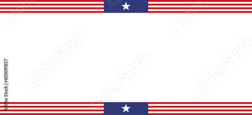 America USA red blue colors striped line and star background banner template. 4th of july independence day.