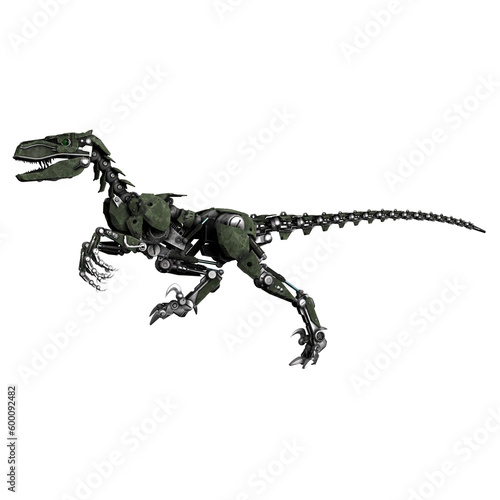 3d render of a dinosaur mecha velociraptor