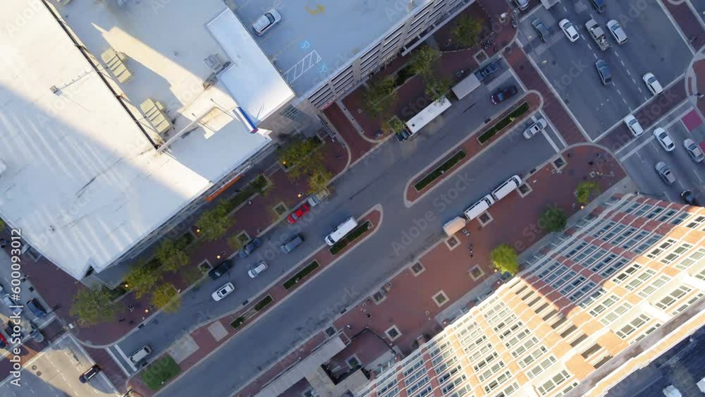 Aerial Shot Of Cars On Road Amidst Residential Buildings In City - Baltimore, Maryland Aerial Shot Of Cars On Road Amidst Residential Buildings In City - Baltimore, Maryland