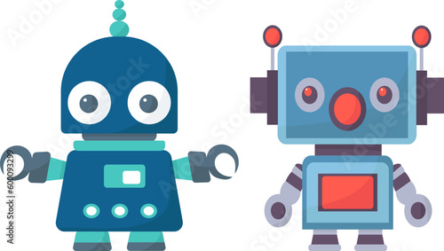 robot, android character white background isolated vector