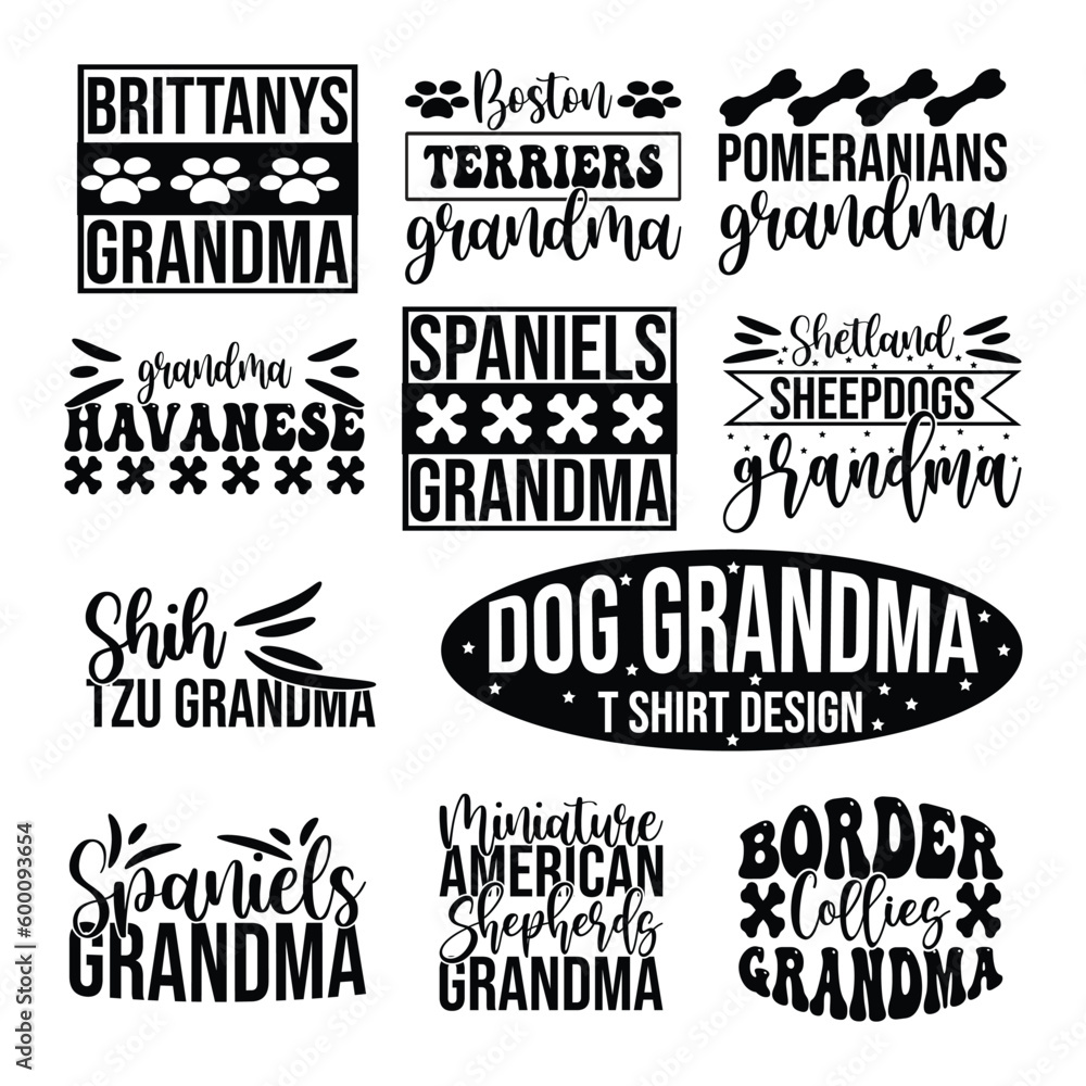 Dog grandma T shirt design bundle