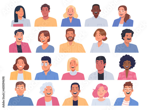 Business avatars. A set of portraits of men and women of different ages and nationalities