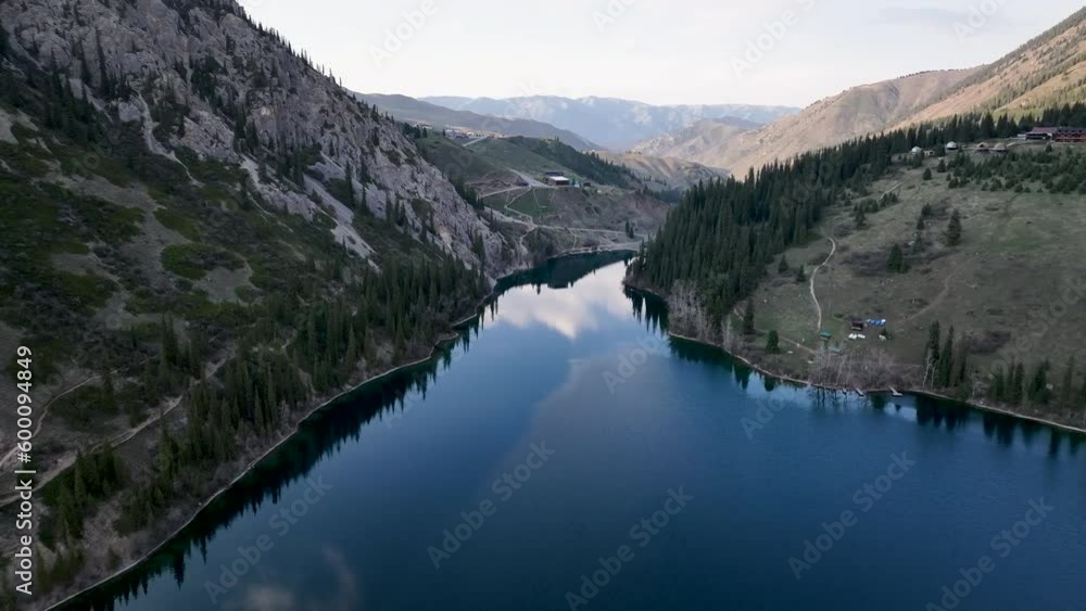 Lower Kolsay Lake is located at height 1800 metres above sea level. Kolsay Lakes National Park. Lower Kolsay Lake is located at height 1800 metres above sea level. Kolsay Lakes National Park.