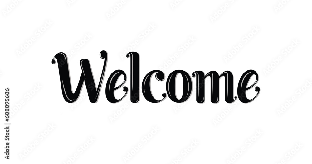 Welcome lettering text. Handwritten modern lettering in black color. Suitable for postcards, T-shirt print designs, invitations, banners, posters, web, and icons. Vector design illustration. Welcome lettering text. Handwritten modern lettering in black color. Suitable for postcards, T-shirt print designs, invitations, banners, posters, web, and icons. Vector design illustration.