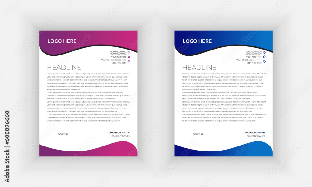 Modern corporate letterhead template vector design