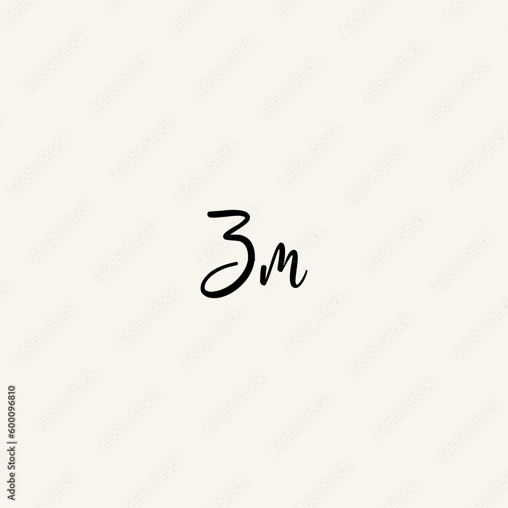 ZM black line initial script concept logo design ZM black line initial script concept logo design