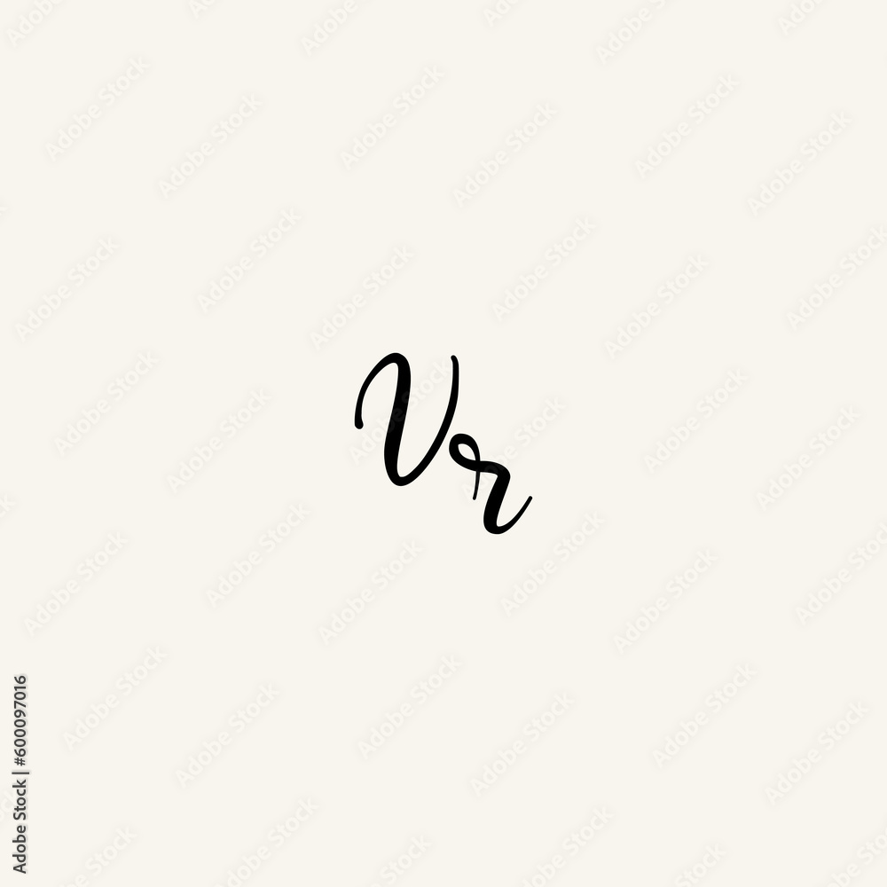 VR black line initial script concept logo design VR black line initial script concept logo design