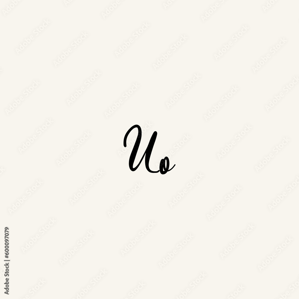 UO black line initial script concept logo design UO black line initial script concept logo design