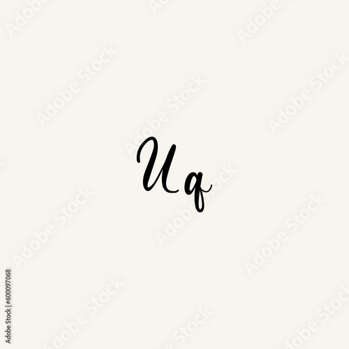 UQ black line initial script concept logo design