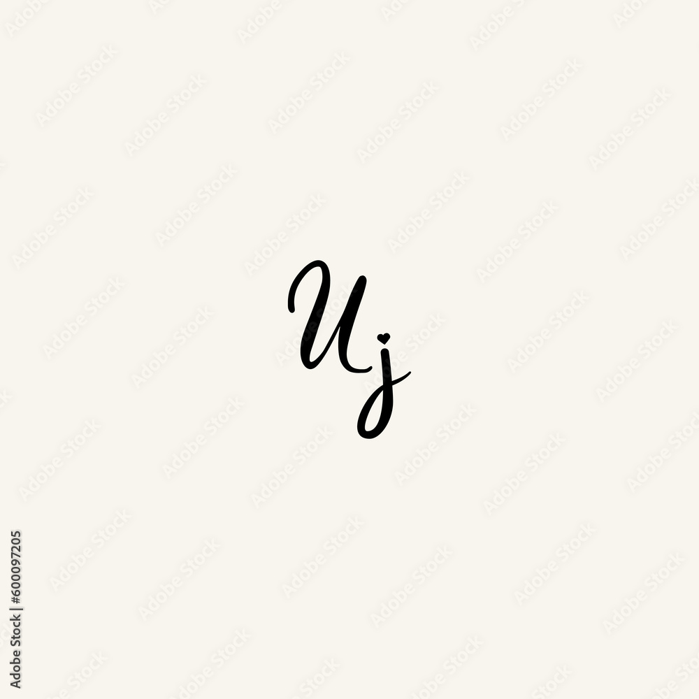 UJ black line initial script concept logo design UJ black line initial script concept logo design