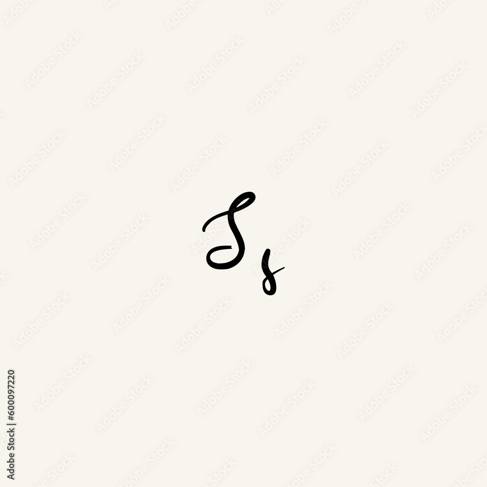 SS black line initial script concept logo design SS black line initial script concept logo design