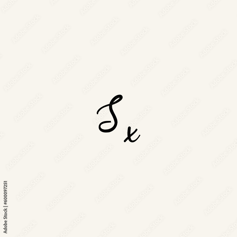 SX black line initial script concept logo design SX black line initial script concept logo design
